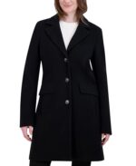 Cappotto Invernale da Donna in Finta Lana di Laundry by Shelli Segal – Modello Monopetto con Colletto a Lancia, Nero