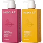 Medix 5.5 Crema Corpo al Retinolo + Lozione alla Vitamina C Set Anti-Età Idratante per la Cura della Pelle, Crema al Retinolo per Rughe, Pelle Cadente e Secca, Lozione alla Vitamina C per Illuminare e Idratare la Pelle Secca, Confezione Bundle