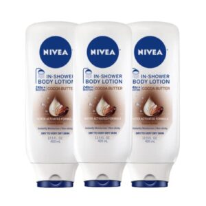 NIVEA Lozione Corpo al Burro di Cacao da Usare Sotto la Doccia, Lozione Corpo per Pelle Secca, 400 ml (Confezione da 3)