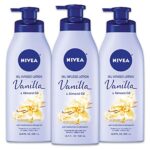 NIVEA Lozione Corpo con Olio alla Vaniglia e Olio di Mandorle per Donne, Assorbimento Rapido e Non Untuoso, Profumazione Vaniglia, Idratazione 48 Ore, Flacone con Pump da 500 ml, Confezione da 3